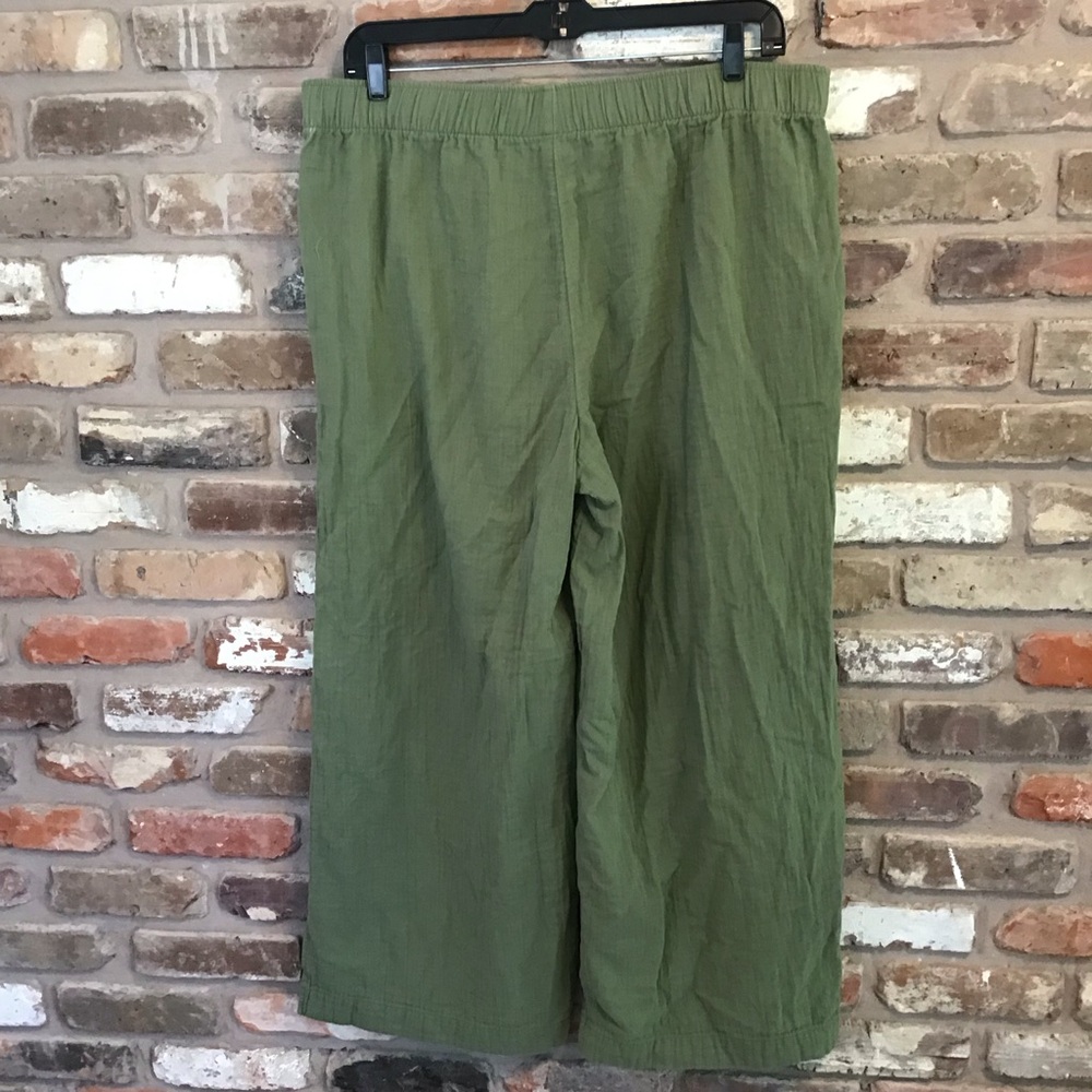 OLD NAVY Women's Olive Green High-Waisted Crinkle Gauze Super Wide-Leg Pants XL - Picture 3 of 6